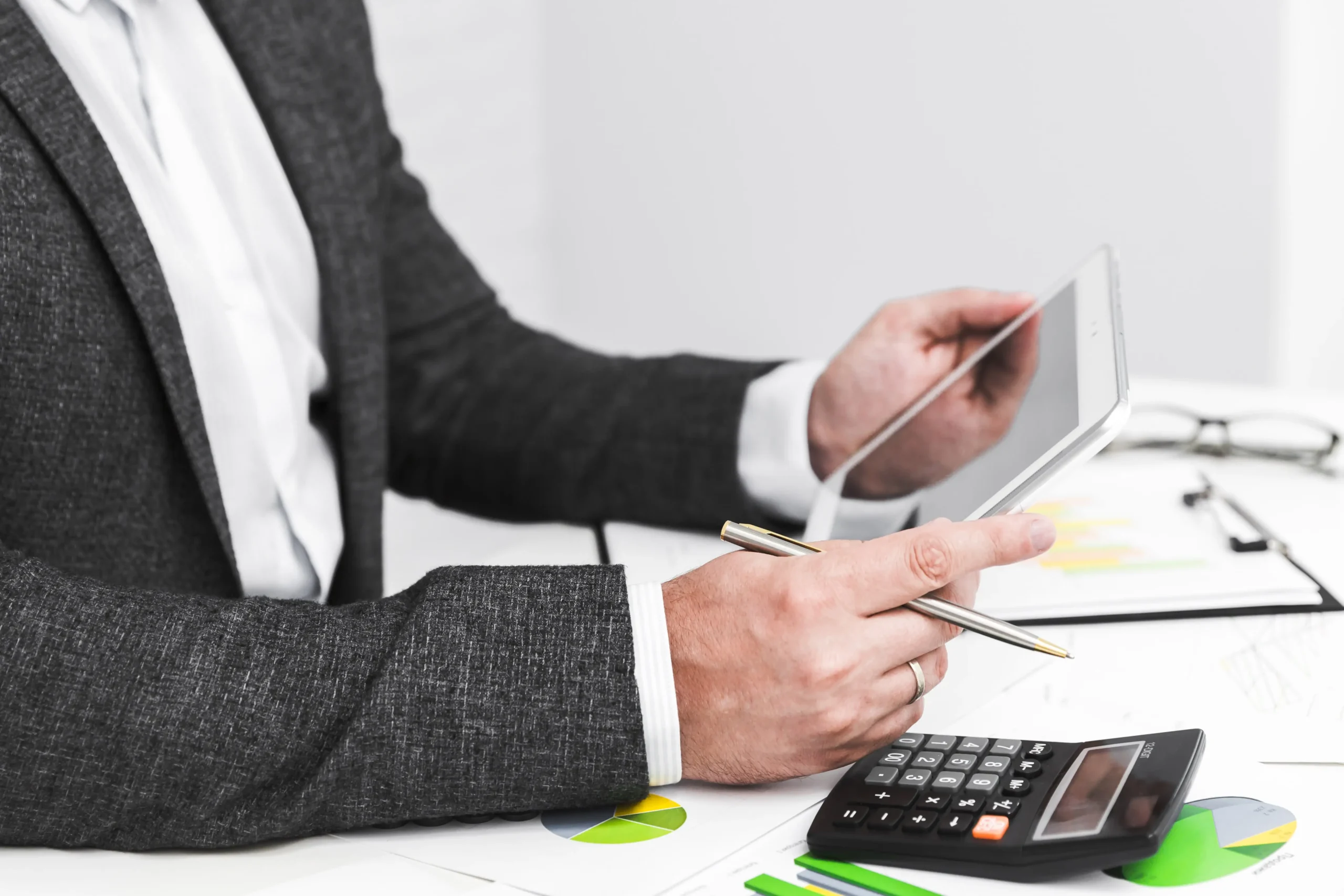 business man working office desktop min